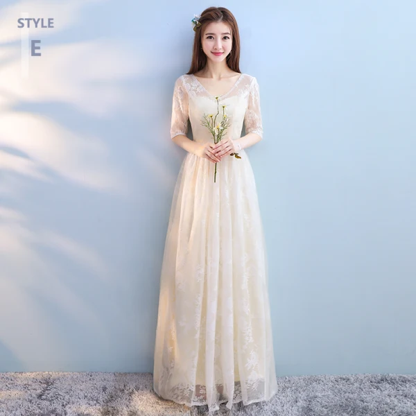 Discount Champagne Bridesmaid Dresses 2018 A-Line / Princess Appliques Lace Bow Sash Floor-Length / Long Ruffle Backless Wedding Party Dresses