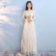 Discount Champagne Bridesmaid Dresses 2018 A-Line / Princess Appliques Lace Bow Sash Floor-Length / Long Ruffle Backless Wedding Party Dresses