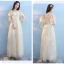 Discount Champagne Bridesmaid Dresses 2018 A-Line / Princess Appliques Lace Bow Sash Floor-Length / Long Ruffle Backless Wedding Party Dresses