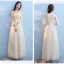 Discount Champagne Bridesmaid Dresses 2018 A-Line / Princess Appliques Lace Bow Sash Floor-Length / Long Ruffle Backless Wedding Party Dresses