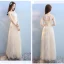 Discount Champagne Bridesmaid Dresses 2018 A-Line / Princess Appliques Lace Bow Sash Floor-Length / Long Ruffle Backless Wedding Party Dresses