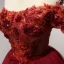 Modern / Fashion Red Party Dresses 2017 Cascading Ruffles Short Ball Gown Off-The-Shoulder Short Sleeve Backless Lace Appliques Beading Bow Sash Formal Dresses