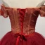 Modern / Fashion Red Party Dresses 2017 Cascading Ruffles Short Ball Gown Off-The-Shoulder Short Sleeve Backless Lace Appliques Beading Bow Sash Formal Dresses