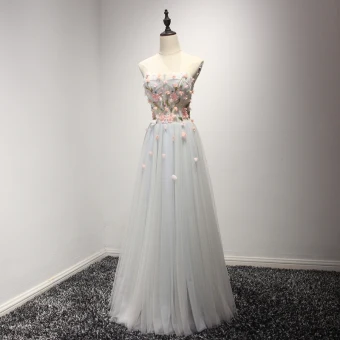 Chic Beautiful Sky Blue Evening Dresses 2017 A Line Princess Floor Length Long Cascading Ruffles Strapless Sleeveless Backless Rhinestone Beading Crystal Appliques Flower Formal Dresses