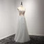 Chic / Beautiful Sky Blue Evening Dresses  2017 A-Line / Princess Floor-Length / Long Cascading Ruffles Strapless Sleeveless Backless Rhinestone Beading Crystal Appliques Flower Formal Dresses