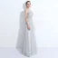 Discount Grey See-through Evening Dresses  2018 A-Line / Princess Scoop Neck Sleeveless Pearl Appliques Pierced Lace Feather Floor-Length / Long Ruffle Backless Formal Dresses