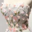 Chic / Beautiful Sky Blue Evening Dresses  2017 A-Line / Princess Floor-Length / Long Cascading Ruffles Strapless Sleeveless Backless Rhinestone Beading Crystal Appliques Flower Formal Dresses