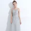 Discount Grey See-through Evening Dresses  2018 A-Line / Princess Scoop Neck Sleeveless Pearl Appliques Pierced Lace Feather Floor-Length / Long Ruffle Backless Formal Dresses