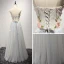 Chic / Beautiful Sky Blue Evening Dresses  2017 A-Line / Princess Floor-Length / Long Cascading Ruffles Strapless Sleeveless Backless Rhinestone Beading Crystal Appliques Flower Formal Dresses