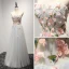 Chic / Beautiful Sky Blue Evening Dresses  2017 A-Line / Princess Floor-Length / Long Cascading Ruffles Strapless Sleeveless Backless Rhinestone Beading Crystal Appliques Flower Formal Dresses