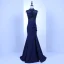 Vintage / Retro Royal Blue See-through Evening Dresses  2018 Trumpet / Mermaid High Neck Sleeveless Beading Pierced Sweep Train Ruffle Formal Dresses