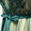 Classic Dark Green Evening Dresses  2017 A-Line / Princess Floor-Length / Long Cascading Ruffles Scoop Neck 3/4 Sleeve Backless Lace Appliques Rhinestone Beading Crystal Pearl Pierced Formal Dresses