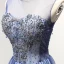 Flotte Kongeblå Selskabskjoler 2017 Prinsesse Lange Cascading Flæser Scoop Neck Ærmeløs Halterneck Rhinestone Beading Krystal Pailletter Applikationsbroderi Pierced Kjoler