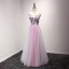 Chic / Beautiful Blushing Pink Evening Dresses  2017 A-Line / Princess Floor-Length / Long Cascading Ruffles V-Neck Sleeveless Backless Beading Crystal Sequins Appliques Flower Pierced Formal Dresses