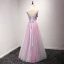 Chic / Beautiful Blushing Pink Evening Dresses  2017 A-Line / Princess Floor-Length / Long Cascading Ruffles V-Neck Sleeveless Backless Beading Crystal Sequins Appliques Flower Pierced Formal Dresses