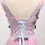 Chic / Beautiful Blushing Pink Evening Dresses  2017 A-Line / Princess Floor-Length / Long Cascading Ruffles V-Neck Sleeveless Backless Beading Crystal Sequins Appliques Flower Pierced Formal Dresses