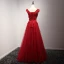 Modern / Fashion Red Evening Dresses  2017 A-Line / Princess Floor-Length / Long Cascading Ruffles V-Neck Sleeveless Backless Pearl Beading Lace Appliques Flower Bow Sash Formal Dresses