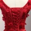 Modern / Fashion Red Evening Dresses  2017 A-Line / Princess Floor-Length / Long Cascading Ruffles V-Neck Sleeveless Backless Pearl Beading Lace Appliques Flower Bow Sash Formal Dresses