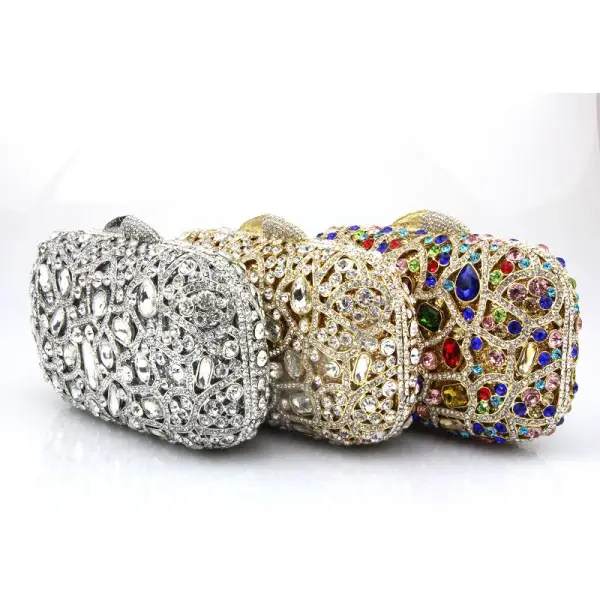 Luxury / Gorgeous Multi-Colors Clutch Bags Beading Crystal Glitter Rhinestone Metal Cocktail Party Evening Party Accessories 2019