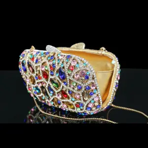 Luxus Herrlich Multifarben Clutch Tasche Perlenstickerei Kristall Glanz Strass Metall Cocktail Abend Brautaccessoires 2019