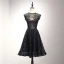 Bling Bling Black Homecoming Graduation Dresses 2018 A-Line / Princess Scoop Neck Sleeveless Appliques Pierced Lace Pearl Beading Knee-Length Ruffle Formal Dresses