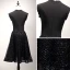 Bling Bling Black Homecoming Graduation Dresses 2018 A-Line / Princess Scoop Neck Sleeveless Appliques Pierced Lace Pearl Beading Knee-Length Ruffle Formal Dresses