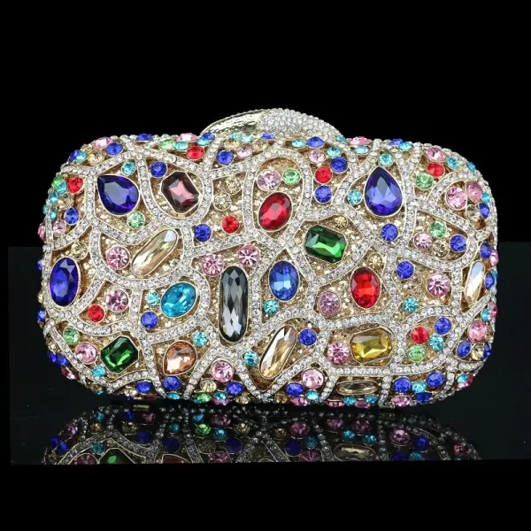 Luxury / Gorgeous Multi-Colors Clutch Bags Beading Crystal Glitter Rhinestone Metal Cocktail Party Evening Party Accessories 2019