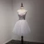 Modern / Fashion Sky Blue Homecoming Graduation Dresses 2017 Cascading Ruffles Short Ball Gown Scoop Neck Sleeveless Backless Rhinestone Pearl Lace Appliques Flower Pierced Formal Dresses