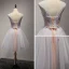 Modern / Fashion Sky Blue Homecoming Graduation Dresses 2017 Cascading Ruffles Short Ball Gown Scoop Neck Sleeveless Backless Rhinestone Pearl Lace Appliques Flower Pierced Formal Dresses