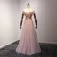 Chic / Beautiful Pearl Pink Evening Dresses  2017 A-Line / Princess Floor-Length / Long Cascading Ruffles Off-The-Shoulder Short Sleeve Backless Beading Sequins Appliques Flower Formal Dresses