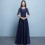 Chic / Beautiful Jade Green Bridesmaid Dresses 2018 A-Line / Princess Scoop Neck 1/2 Sleeves Sash Sequins Floor-Length / Long Ruffle Backless Wedding Party Dresses