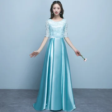 Chic Belle Vert Jade Robe Demoiselle D 039 Honneur 2018 Princesse Encolure Dégagée 1 2 Manches Ceinture Paillettes Longue Volants Dos Nu Robe Pour Mariage