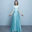 Chic / Beautiful Jade Green Bridesmaid Dresses 2018 A-Line / Princess Scoop Neck 1/2 Sleeves Sash Sequins Floor-Length / Long Ruffle Backless Wedding Party Dresses