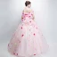 Flower Fairy Pearl Pink Prom Dresses 2018 Ball Gown Off-The-Shoulder Short Sleeve Appliques Flower Backless Bow Floor-Length / Long Ruffle Formal Dresses