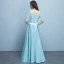 Chic / Beautiful Jade Green Bridesmaid Dresses 2018 A-Line / Princess Scoop Neck 1/2 Sleeves Sash Sequins Floor-Length / Long Ruffle Backless Wedding Party Dresses