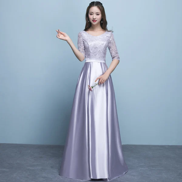 Chic / Beautiful Jade Green Bridesmaid Dresses 2018 A-Line / Princess Scoop Neck 1/2 Sleeves Sash Sequins Floor-Length / Long Ruffle Backless Wedding Chic / Beautiful Jade Green Bridesmaid Dresses 2018 A-Line / Princess Scoop Neck 1/2 Sleeves Sash Sequins Floor-Length / Long Ruffle Backless Wedding