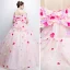 Flower Fairy Pearl Pink Prom Dresses 2018 Ball Gown Off-The-Shoulder Short Sleeve Appliques Flower Backless Bow Floor-Length / Long Ruffle Formal Dresses