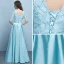 Chic / Beautiful Jade Green Bridesmaid Dresses 2018 A-Line / Princess Scoop Neck 1/2 Sleeves Sash Sequins Floor-Length / Long Ruffle Backless Wedding Party Dresses