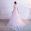 Charmant Rougissant Rose Transparentes Robe De Soirée 2018 Princesse Encolure Dégagée Sans Manches Noeud Ceinture Perlage Tribunal Train Volants Robe De Ceremonie
