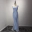 Chic / Belle Bleu Ciel Robe De Soirée 2017 Princesse Longue Volants en Cascade V-Cou épaules Sans Manches Dos Nu Faux Diamant En Dentelle Appliques Glitter Percé Robe De Ceremonie