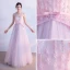 Charmant Rougissant Rose Transparentes Robe De Soirée 2018 Princesse Encolure Dégagée Sans Manches Noeud Ceinture Perlage Tribunal Train Volants Robe De Ceremonie