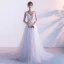 Elegant Blushing Pink Evening Dresses  2018 A-Line / Princess V-Neck Sleeveless Butterfly Appliques Lace Watteau Train Ruffle Backless Formal Dresses