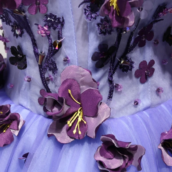 Chic / Beautiful Lilac Cocktail Dresses 2017 Cascading Ruffles Short Ball Gown V-Neck Shoulders Sleeveless Backless Beading Crystal Appliques Flower Formal Dresses