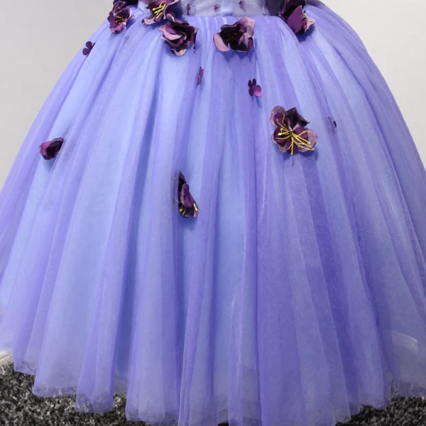 Chic / Beautiful Lilac Cocktail Dresses 2017 Cascading Ruffles Short Ball Gown V-Neck Shoulders Sleeveless Backless Beading Crystal Appliques Flower Formal Dresses