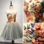 Mote Multi-Farger Festkjoler 2017 Gripende Ruffles Korte Ballkjole Kjæreste Uten Ermer Ryggløse Perle Paljetter Appliques Blomst Formelle Kjoler