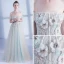 Charmant Grau Blau Abendkleider 2018 A Linie Off Shoulder Kurze Ärmel Applikationen Blumen Strass Hof-Schleppe Rüschen Rückenfreies Festliche Kleider