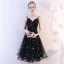 Modern / Fashion Black Homecoming Graduation Dresses 2018 A-Line / Princess Spaghetti Straps Sleeveless Star Embroidered Knee-Length Ruffle Backless Formal Dresses