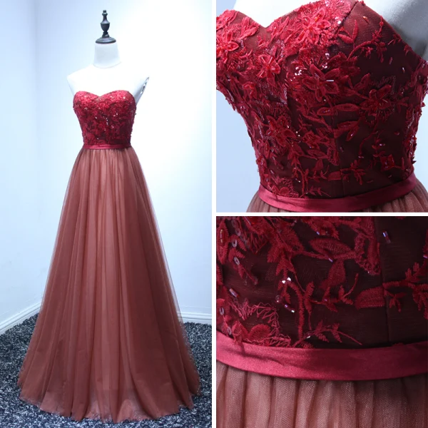Fine Rød Selskapskjoler 2017 Prinsesse Lange Gripende Ruffles Kjæreste Uten Ermer Ryggløse Beading Paljetter Blonder Appliques Sash Formelle Kjoler