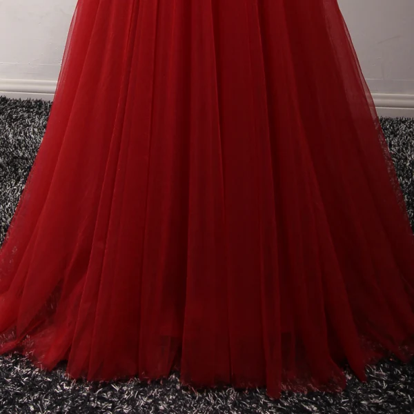 Chinese style Red Evening Dresses 2017 Floor-Length / Long A-Line / Princess Cascading Ruffles High Neck 3/4 Sleeve Pearl Sequins Lace Appliques Pierced Formal Dresses