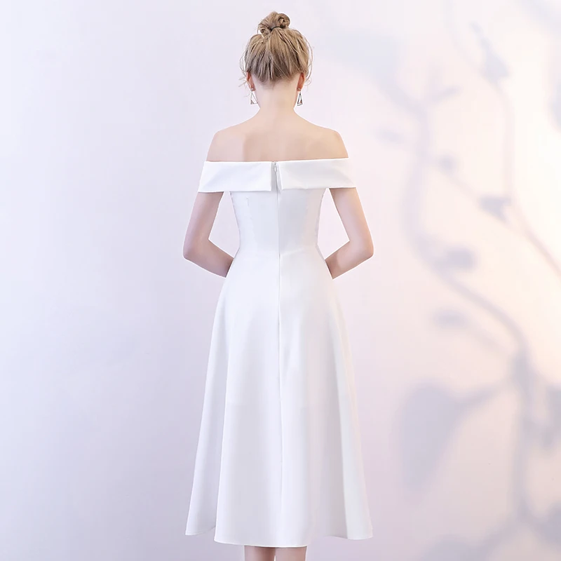 Amazing Unique White Homecoming Graduation Dresses 2018 A Line Princess Off  The Shoulder Short Sleeve Asymmetrical Ruffle Backless Formal Dresses